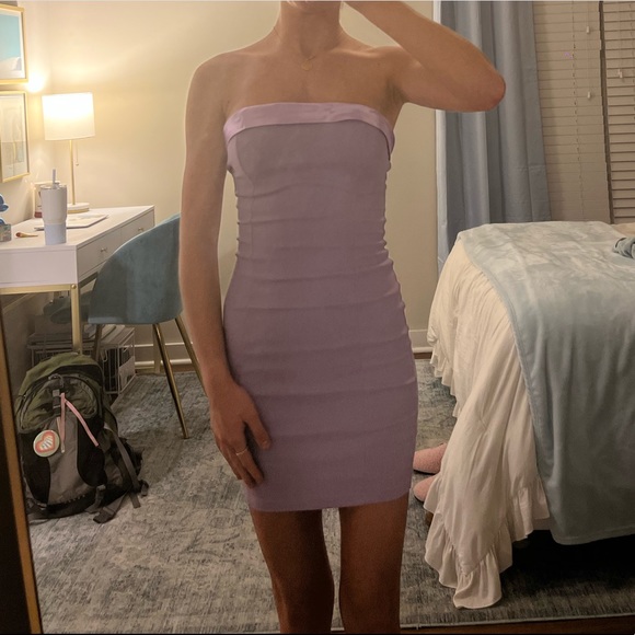 ASOS Missyempire Bandeau Mini Dress with Contrast Satin Trim in Lilac - Picture 5 of 6